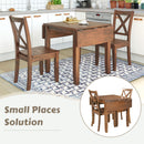 3-Piece Wood Drop Leaf Breakfast Nook Dining Table Set with 2 X-back Chairs for Small Places, Brown