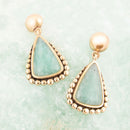 Begondor Blue Amazonite Golden Post Drop Earrings