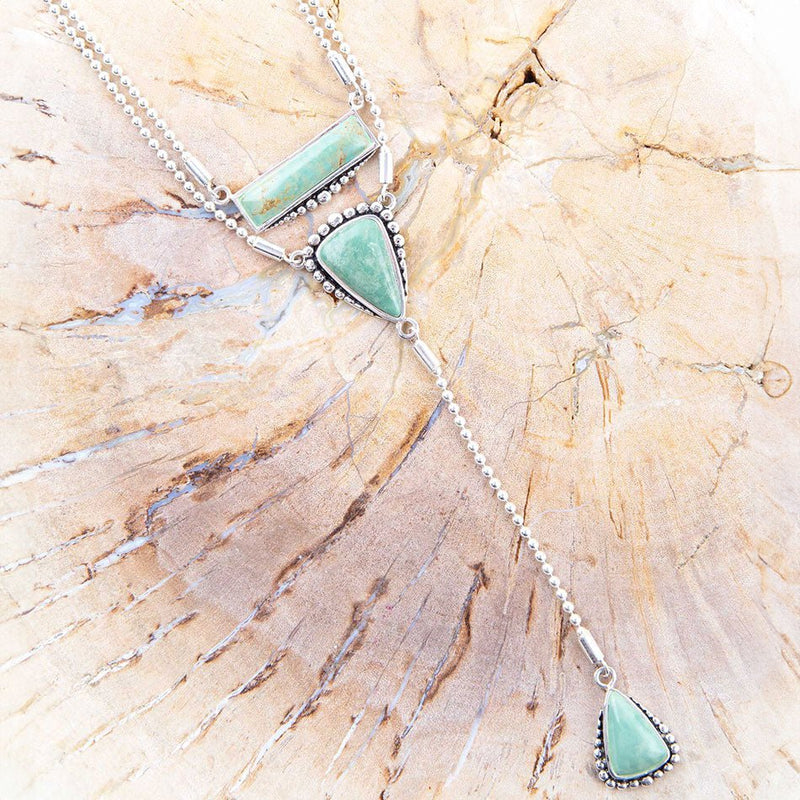 Begondor Green Turquoise Sterling Y Necklace