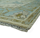 Beige and Aqua Hand Knotted 6x9 Traditional Oriental Oushak wool area rug by The Rug Decor