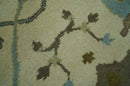 Beige and Aqua Hand Knotted 6x9 Traditional Oriental Oushak wool area rug by The Rug Decor