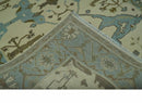 Beige and Aqua Hand Knotted 6x9 Traditional Oriental Oushak wool area rug by The Rug Decor