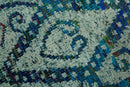 Beige and Blue 5x7.6 Large design Hand Knotted wool area rug