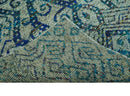 Beige and Blue 5x7.6 Large design Hand Knotted wool area rug