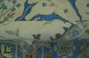 Beige and Blue Hand Knotted Oushak Custom Made wool Rug