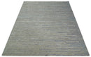Beige and Blue Handmade 8x10 Wool and Silk Area Rug