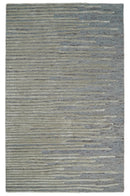 Modern Beige and Gray Striped Hand Tufted Wool Silk Area Rug 8x10