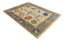 Wool Hand Knotted Area Rug Beige Blue Brown Traditional Oushak by The Rug Decor