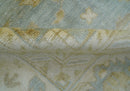 Beige And Blue Traditional Oushak Design 12x15 Hand Knotted Wool Rug