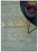 Beige And Blue Traditional Oushak Design 12x15 Hand Knotted Wool Rug
