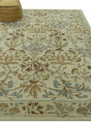 Beige And Brown Traditional Floral Design Hand Tufted 8x10 Wool Area Rug by The Rug Decor
