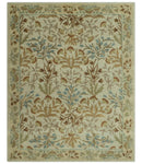 Beige And Brown Traditional Floral Design Hand Tufted 8x10 Wool Area Rug by The Rug Decor