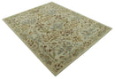 Beige And Brown Traditional Floral Design Hand Tufted 8x10 Wool Area Rug by The Rug Decor