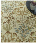 Beige And Brown Traditional Floral Design Hand Tufted 8x10 Wool Area Rug by The Rug Decor