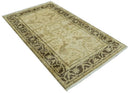 Beige And Brown Traditional Oushak Design Hand Knotted 3x5 Wool Area Rug