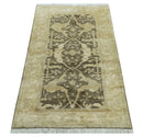 Beige And Brown Traditional Oushak Design Hand Knotted 3x5 wool area rug