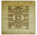 Beige And Brown Traditional Oushak Hand knotted Wool Area Rug