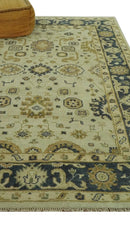 Beige and Charcoal 6x9 Hand Knotted Traditional Oriental Oushak wool area rug by The Rug Decor