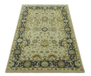 Beige and Charcoal 6x9 Hand Knotted Traditional Oriental Oushak wool area rug by The Rug Decor