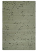 Beige and Charcoal Hand loom Crack Design 6x9 wool and Art Silk Area Rug