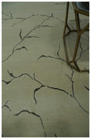 Beige and Charcoal Hand loom Crack Design 6x9 wool and Art Silk Area Rug
