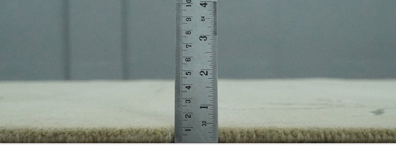 Beige and Charcoal Hand loom Crack Design 6x9 wool and Art Silk Area Rug