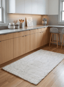 Beige and Charcoal Wool Area Rug 5x8 - Handmade Contemporary