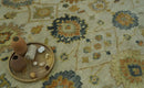 Beige and Gold 8x10 Traditional Oriental Oushak wool Rug by The Rug Decor