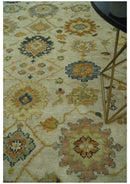 Beige and Gold 8x10 Traditional Oriental Oushak wool Rug by The Rug Decor