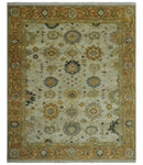 Beige and Gold 8x10 Traditional Oriental Oushak wool Rug by The Rug Decor