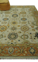 Beige and Gold 8x10 Traditional Oriental Oushak wool Rug by The Rug Decor