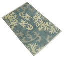 Beige and Gray 2x3 Hand Knotted Traditional Persian Oushak Wool Rug | N5923
