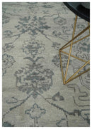 Beige and Gray 8x10 hand knotted Oushak wool Area rug by The Rug Decor