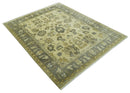 Beige and Gray 8x10 Hand Knotted Traditional Oriental Oushak Wool area rug by The Rug Decor