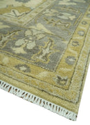 Beige and Gray 8x10 Hand Knotted Traditional Oriental Oushak Wool area rug by The Rug Decor