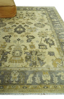 Beige and Gray 8x10 Hand Knotted Traditional Oriental Oushak Wool area rug by The Rug Decor
