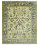 Beige and Gray 8x10 Hand Knotted Traditional Oriental Oushak Wool area rug by The Rug Decor