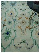 Beige and Green traditional Floral Oriental Oushak Hand Tufted Multi Size wool rug by The Rug Decor