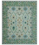 Beige and Green traditional Floral Oriental Oushak Hand Tufted Multi Size wool rug by The Rug Decor