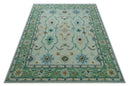Beige and Green traditional Floral Oriental Oushak Hand Tufted Multi Size wool rug by The Rug Decor