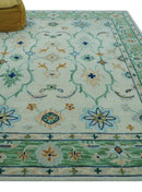 Beige and Green traditional Floral Oriental Oushak Hand Tufted Multi Size wool rug by The Rug Decor