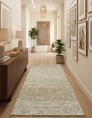 Beige and Ivory Wool Hand Woven Rug - Modern Solid Mixed Pile by The Rug Decor