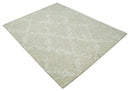 Beige and Ivory Traditional Hand Knotted 8x10 Geometrical Pattern Wool Area Rug by The Rug Decor