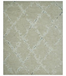 Beige and Ivory Traditional Hand Knotted 8x10 Geometrical Pattern Wool Area Rug by The Rug Decor