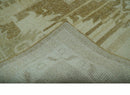Beige and Olive 8x10 Hand Knotted Traditional Low Pile wool area rug