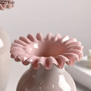GobekUsa Pink Flower Edge Glass Vase: Desk Hydroponics Plant Pot for Floral Arrangement