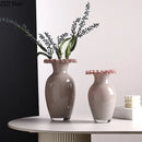GobekUsa Pink Flower Edge Glass Vase: Desk Hydroponics Plant Pot for Floral Arrangement