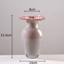 GobekUsa Pink Flower Edge Glass Vase: Desk Hydroponics Plant Pot for Floral Arrangement