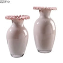 GobekUsa Pink Flower Edge Glass Vase: Desk Hydroponics Plant Pot for Floral Arrangement