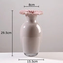 GobekUsa Pink Flower Edge Glass Vase: Desk Hydroponics Plant Pot for Floral Arrangement